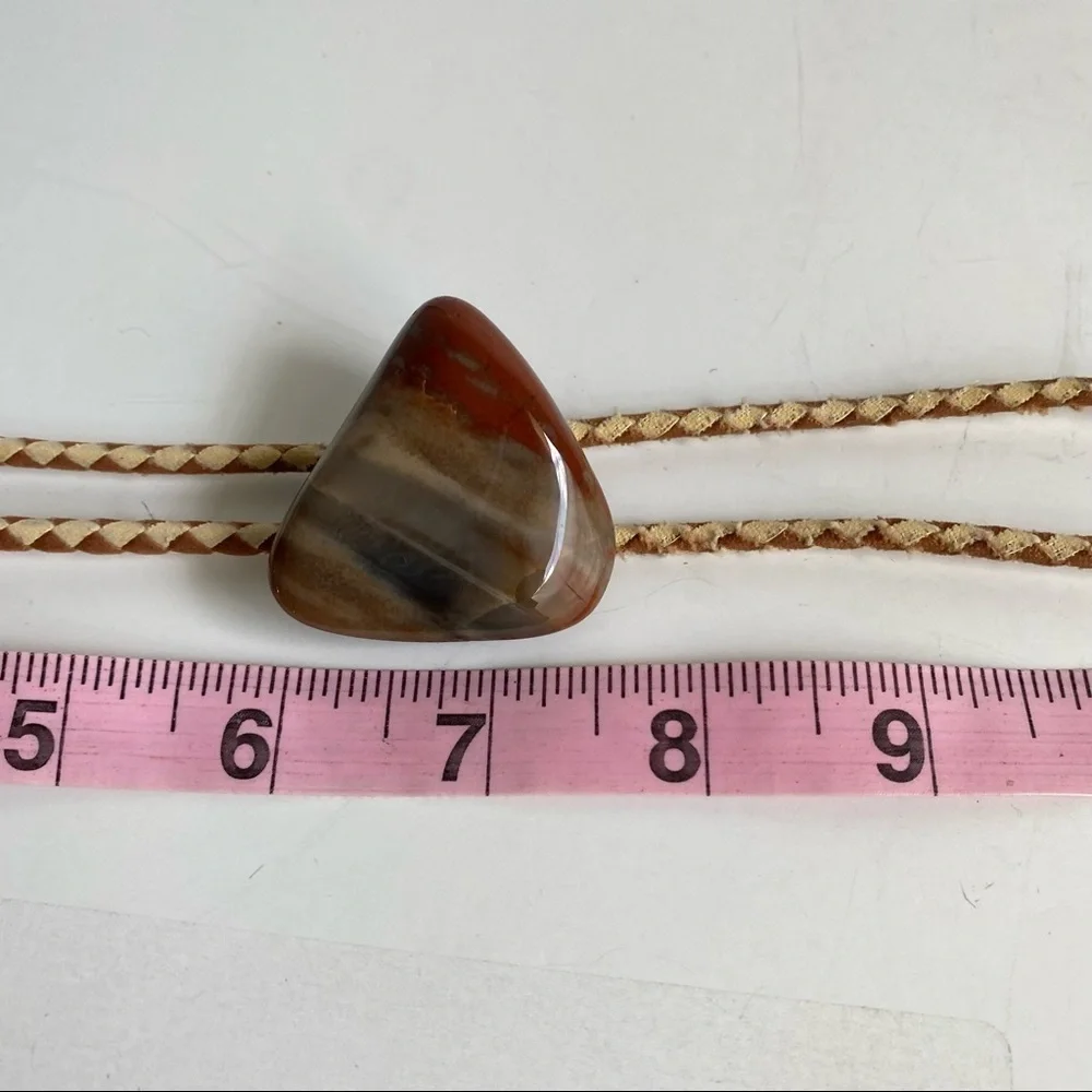 Vintage Agate Bolo Tie Western Southwest Rockabilly Cowboy Brown Red Unisex Mens